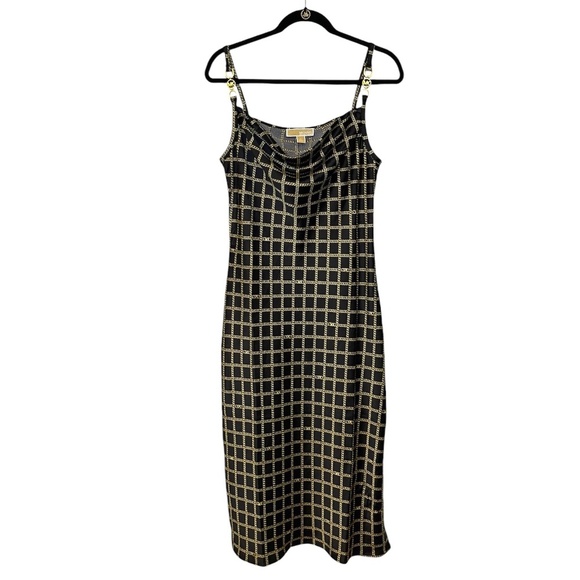 Michael Kors Dresses & Skirts - Michael Kors Checkered Satin Slip Midi Dress Cowl Neck Adjustable Straps:  Large